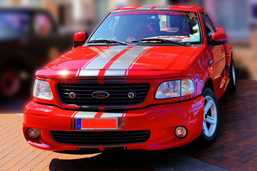 American muscle car or full-size pickup, no logos